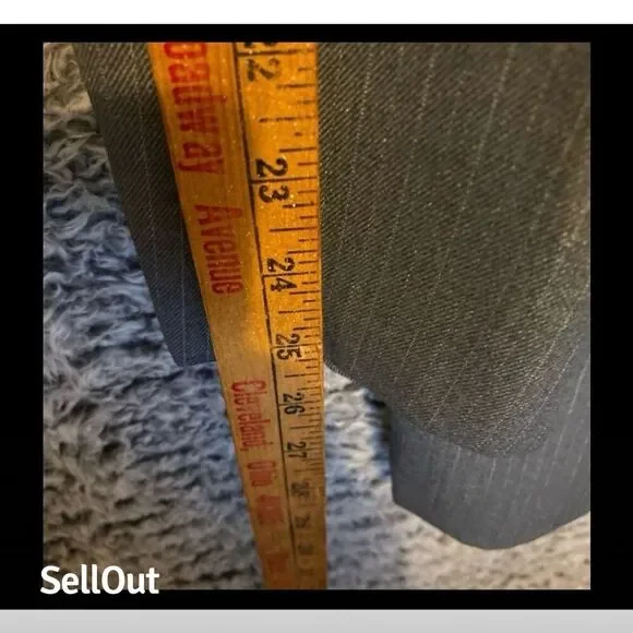 Men's Gray Pinstripe 2 Piece Suit Size 46 Classic Fit Formal Double Breasted